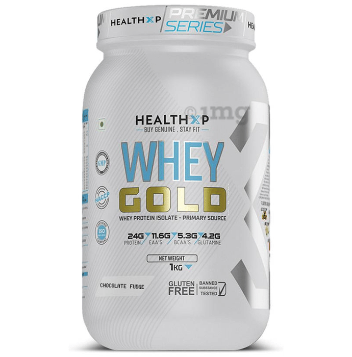 HealthXP Whey Gold Whey Protein Isolate Powder Chocolate Fudge