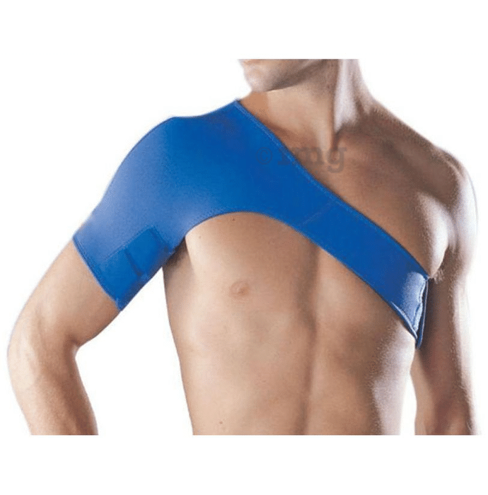 Kudize Shoulder Support with Adjustable Neoprene Stretch Strap Wrap Standard Blue