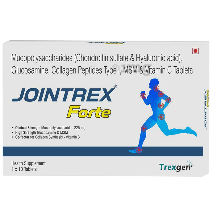 Trexgen Jointrex Forte | With Glucosamine, MSM, Vitamin C & Collagen Type I for Joints, Muscles & Cartilage Support | Tablet