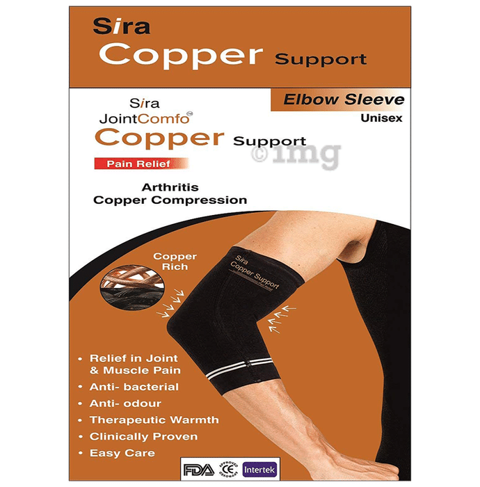 Sira Copper Compression Elbow Sleeve Support Small Black
