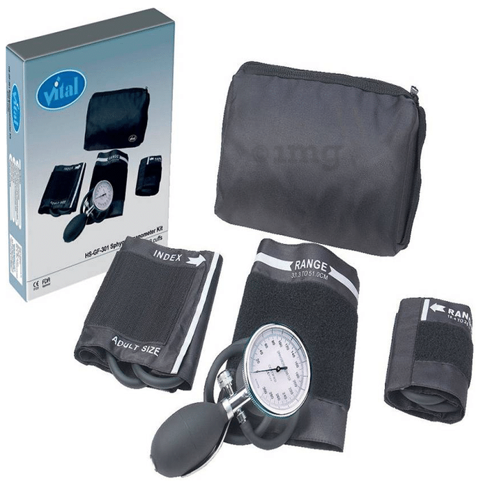 Vital Sphygmomanometer Kit (HS-GF-301) with 3 Cuffs BP Monitor Black