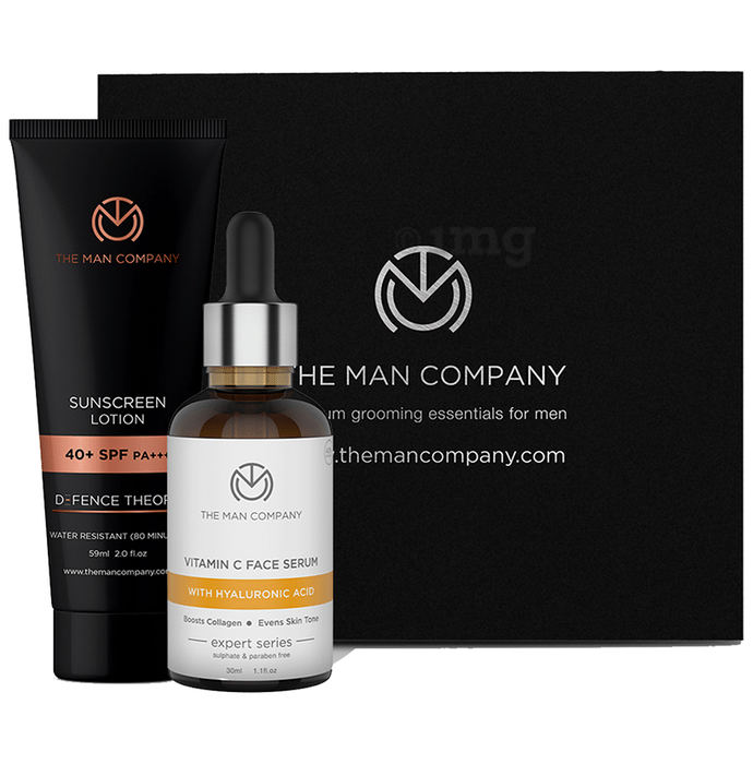 The Man Company Premium Grooming Essentials for Men (Sunscreen Lotion 59ml & Vitamin C Face Serum 30ml)