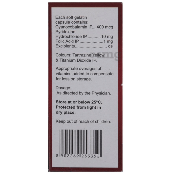 Homochek Capsule with Folic Acid, Pyridoxine & Cyanocobalamin