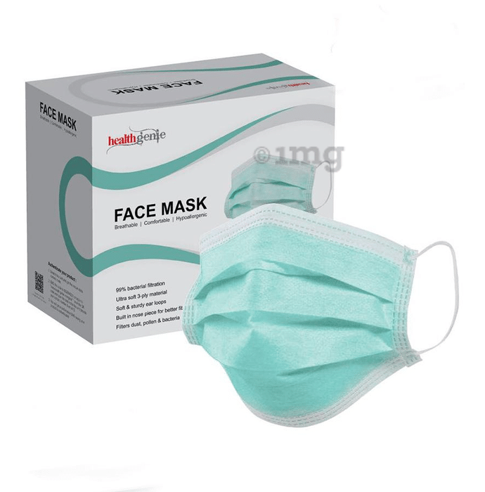 Healthgenie Disposable Elastic 3-Ply Face Mask Green