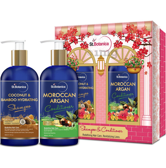 St.Botanica Combo of Coconut & Bamboo Hydrating Shampoo 300ml and Moroccan Argan Conditioner 300ml