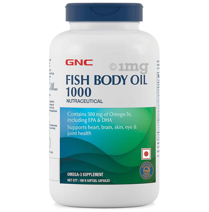 GNC Fish Oil 1000mg with Omega 3 (EPA & DHA) | Softgel Capsule for Heart, Brain, Skin, Eye & Joint Health