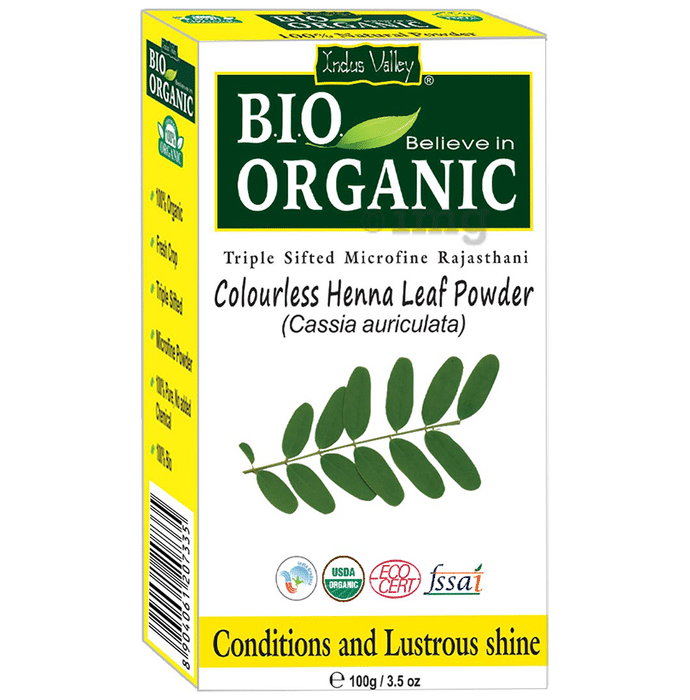 Indus Valley Bio Organic Henna Leaf Powder Colourless