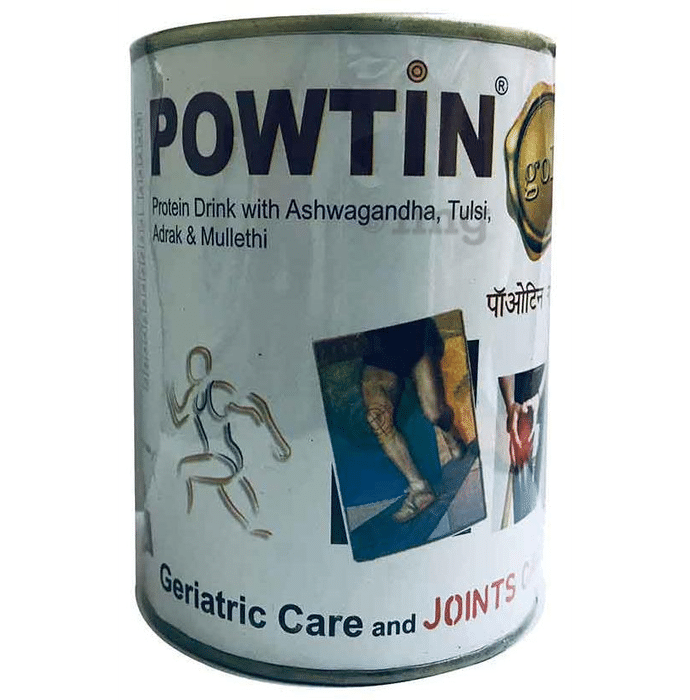 Powtin Gold Protein with Ashwagandha for Geriatric & Joint Care | Sugar Free | Flavour Kesar Elaichi Powder