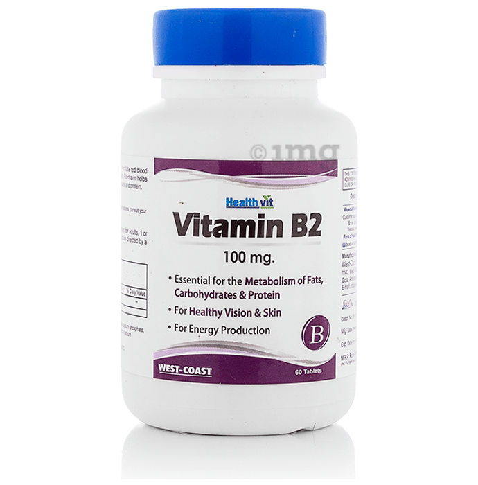 HealthVit Vitamin B2 Riboflavin 100MG Tablet