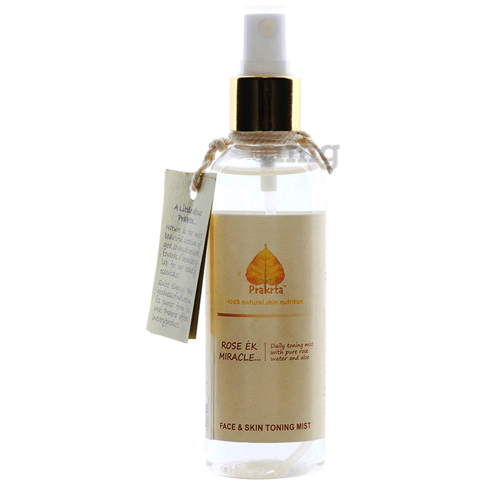 Prakrta Rose Ek Miracle - Daily Toning Mist for Face & Body, Steam Distilled Rose Water with Aloe Vera