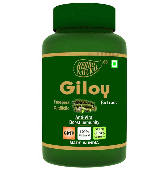 Herbo Natural Giloy (Tinospora Cordifolio) Extract 500mg Veg Capsule