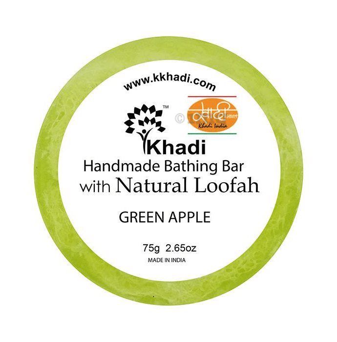 Khadi India Green Apple Natural Loofah Handmade Bathing Bar