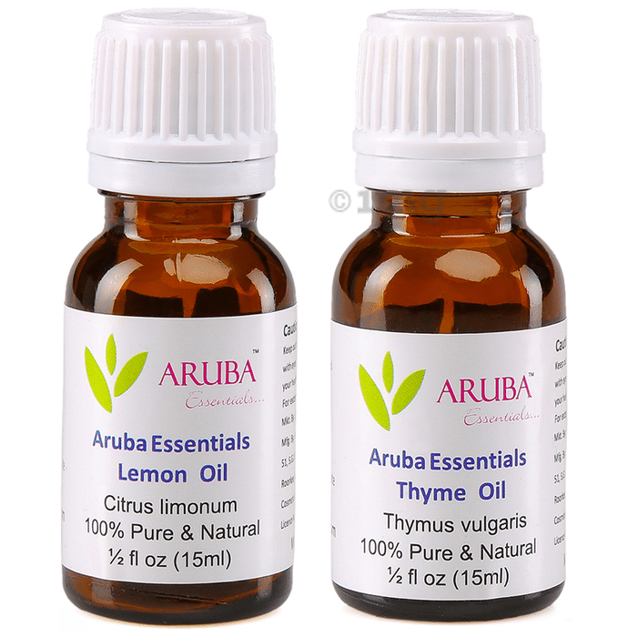 Aruba Essentials Combo Pack of Lemon Oil & Thyme Oil (15ml Each)