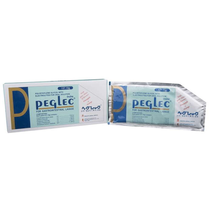 Peglec Powder with Polyethylene Glycol & Electrolytes for Gastrointestinal Lavage