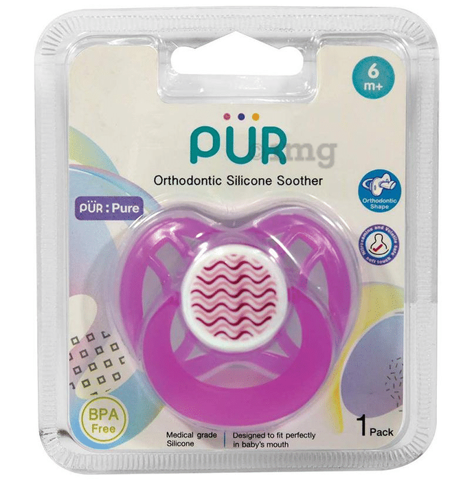 Pur Orthodontic Silicone Soother 6m+ Pink Orthodontic Shape