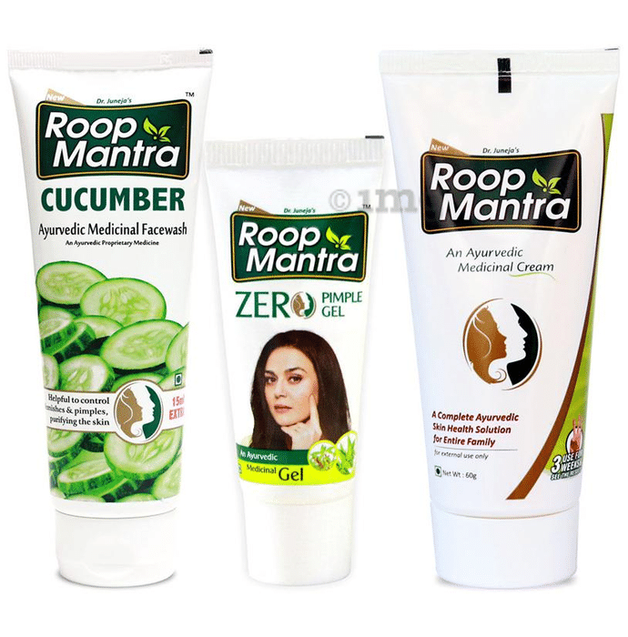 Roop Mantra  Combo Pack of Cucumber Face Wash 115ml, Zero Pimple Gel 15gm & Face Cream 60gm