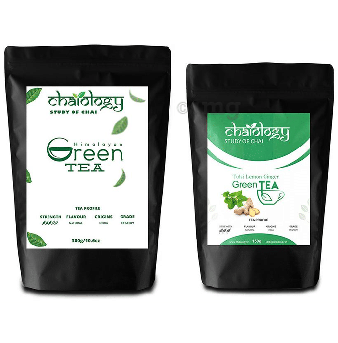 Chaiology Combo Pack of Himalayan Green Tea 300gm and Tulsi Lemon Ginger Green Tea 150gm