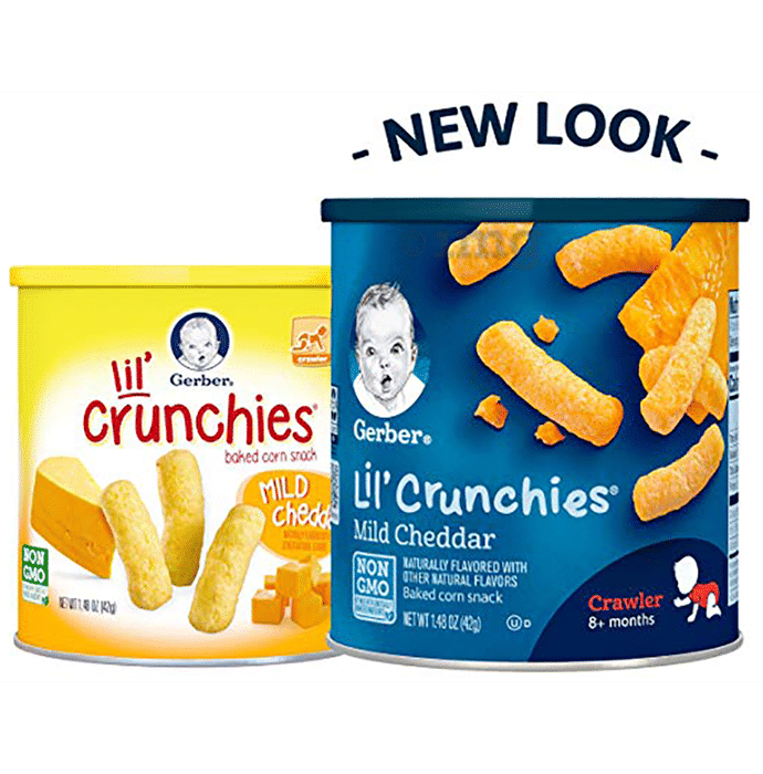 Gerber Lil' Crunchies Baked Corn Snack Crawler 8+ Months Mild Cheddar