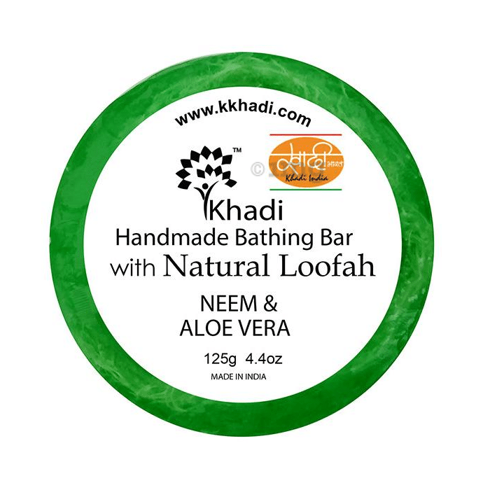 Khadi India Neem & Aloe Vera Natural Loofah Handmade Bathing Bar