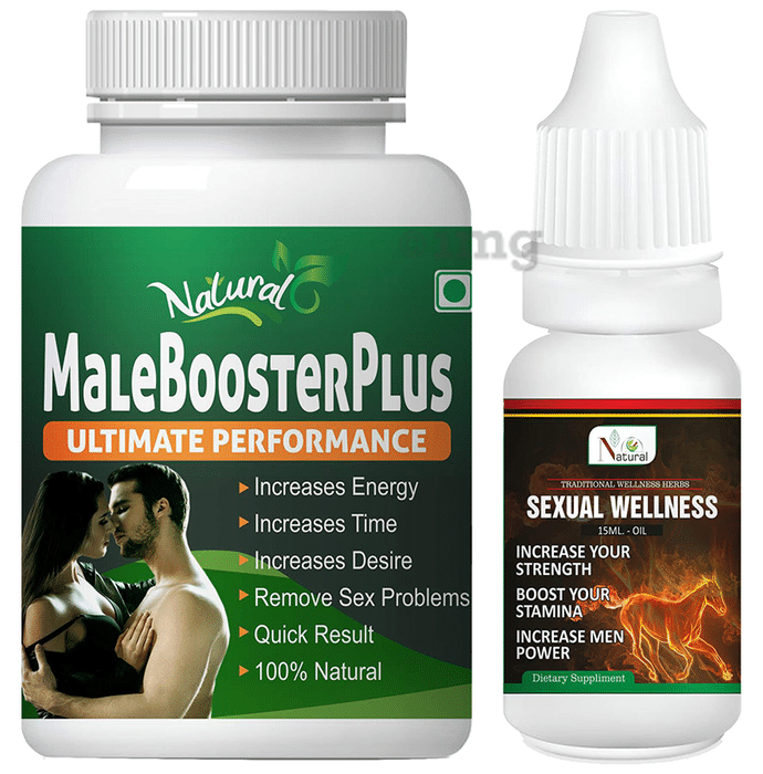Natural Combo Pack of Male Booster Plus 60 Capsule & Sexual Wellness Oil 15ml