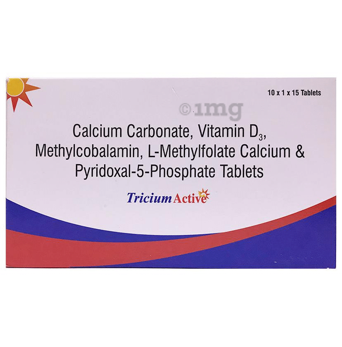 Tricium Active Tablet with Calcium, Vitamin D3 & Methylcobalamin | For Bone & Joint Support | Vitamin & Mineral Supplement