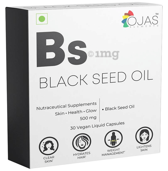Ojas Elements Black Seed Oil 500mg Vegan Liquid Capsules Buy box of 30