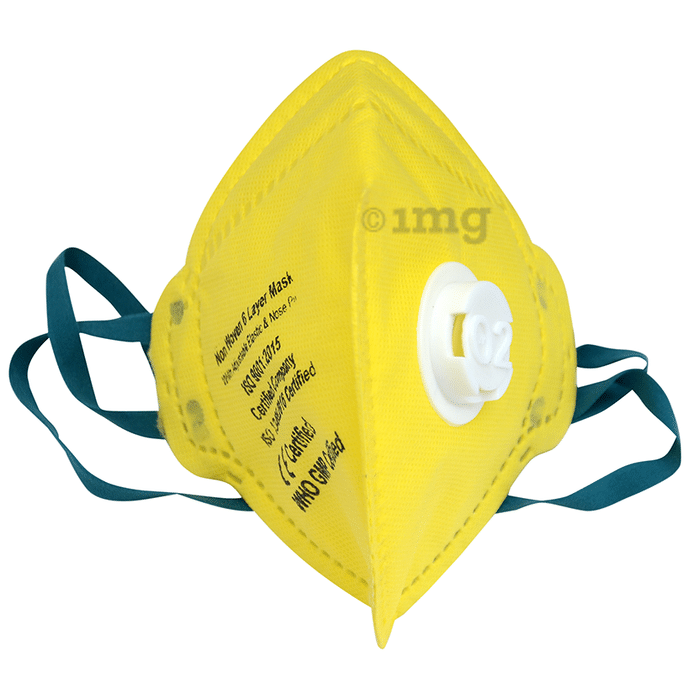 Dominion Care Non Woven 6 Layer Mask with Adjustable Elastic & Nose Pin Yellow