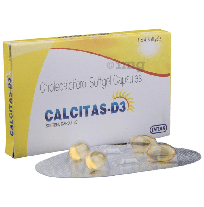 Calcitas  -D3 Soft Gelatin Capsule from Intas for Bone, Joint and Muscle Care