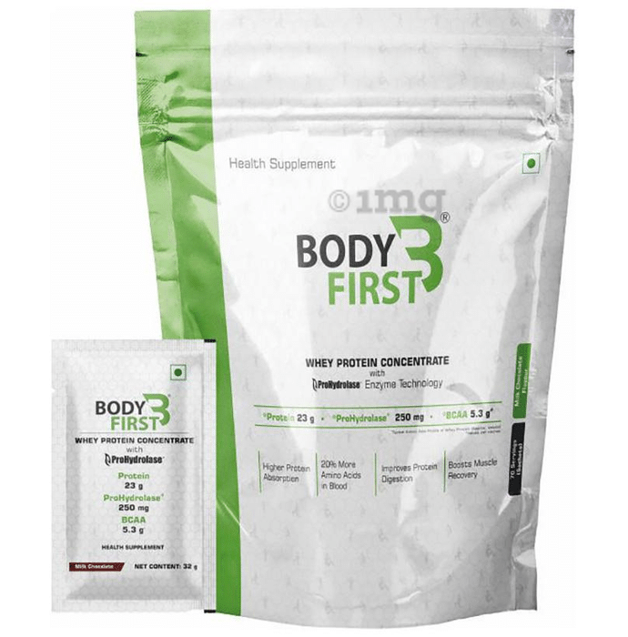 Body First Whey Protein Concentrate with Prohydrolase Enzyme Technology Milk Chocolate