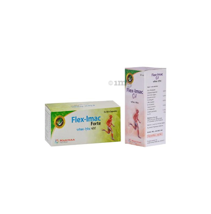 Proyurveda Joint Care Combo Pack Of Flex Imac Forte 50Caps & Flex Imac Oil 50ml