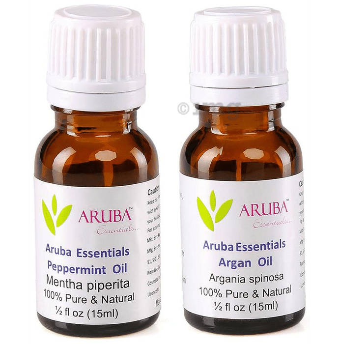 Aruba Essentials Combo Pack of Peppermint Oil and Argan Oil (15ml Each)