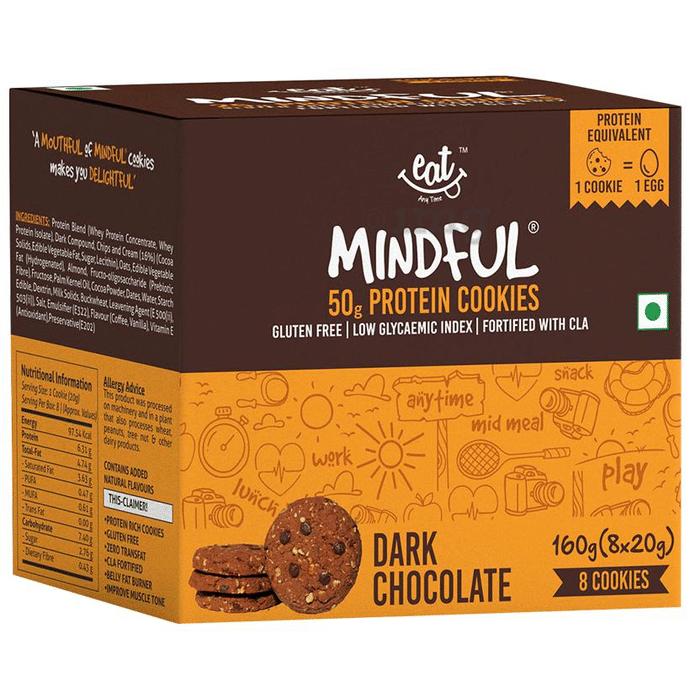Eat Anytime Mindful 50gm Whey Protein Cookies (20gm Each) Dark Chocolate
