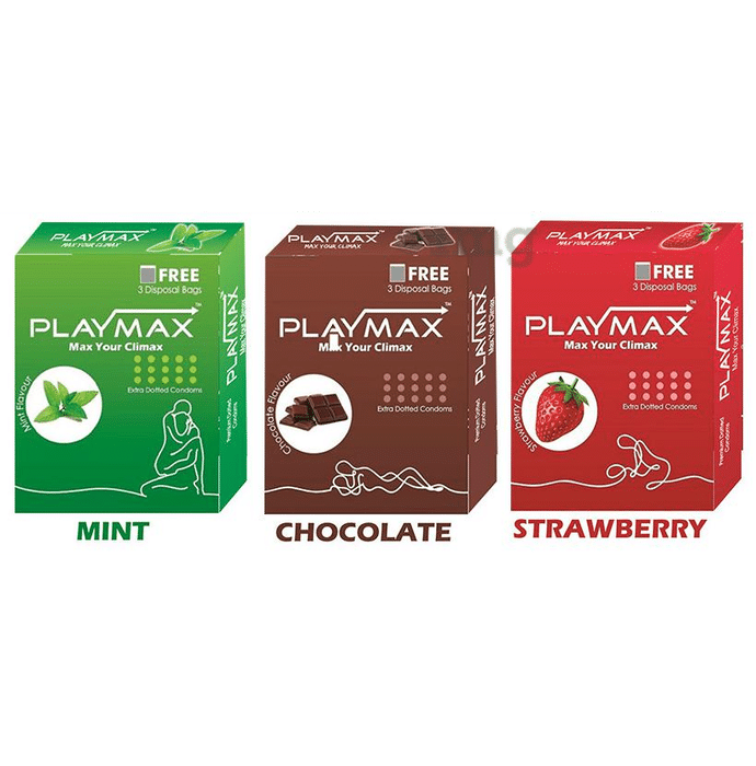 Playmax Extra Dotted Condom Mint Chocolate Strawberry