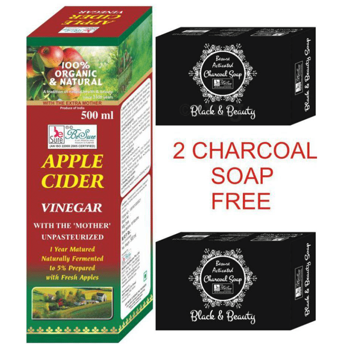 BeSure Apple Cider Vinegar Filtered Syrup with  2 Charcoal Soap Free