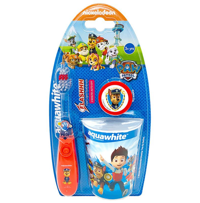 Aquawhite Paw Patrol Flashhh Toothbrush with Hygiene Cup Red