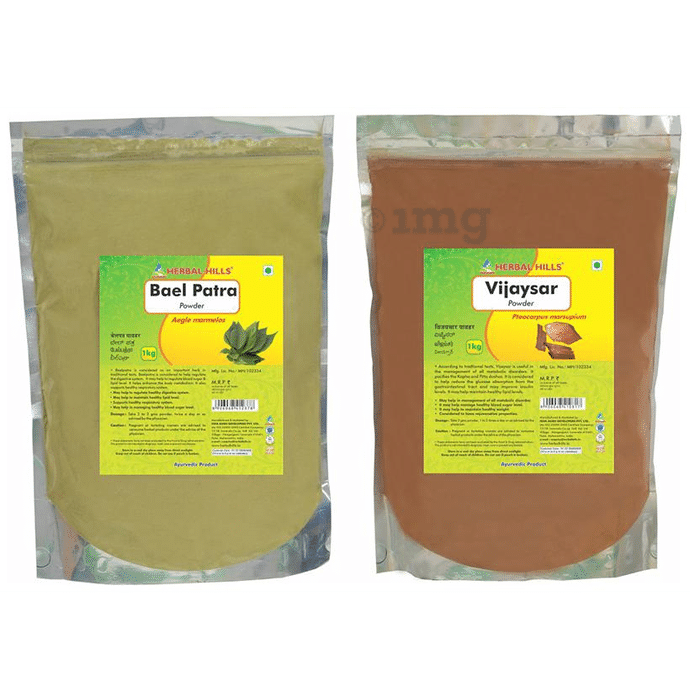Herbal Hills Combo Pack of Bael Patra Powder and Vijaysar Powder (1Kg Each)