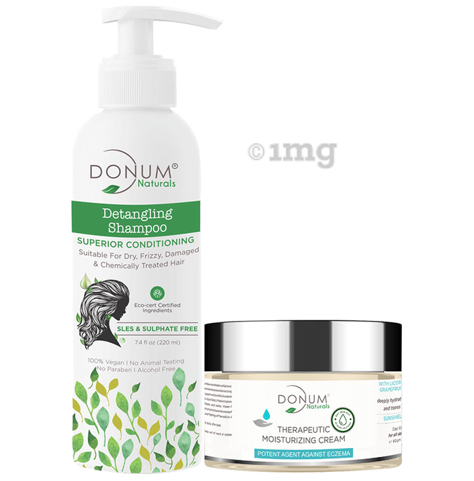 Donum Naturals Combo Pack of Detangling Shampoo and Therapeutic Moisturizing Cream