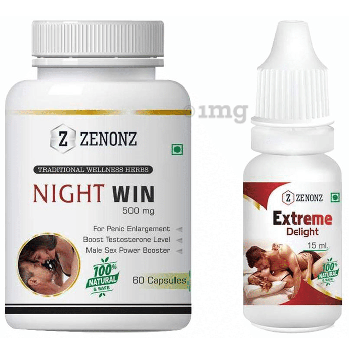 Zenonz Combo Pack of Night Win 500mg, 60 Capsules & Extreme Delight 15ml