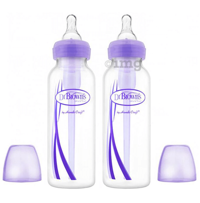Dr Brown's Natural Flow Options Polypropylene Standard Neck Baby Feeding Bottle Purple
