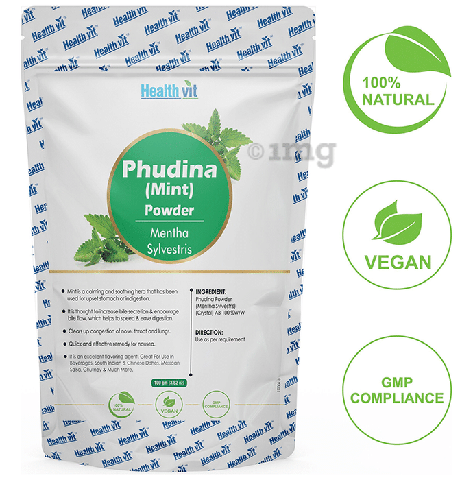 HealthVit Natural Pure Pudina Mint (Mentha Sylvestris) Powder