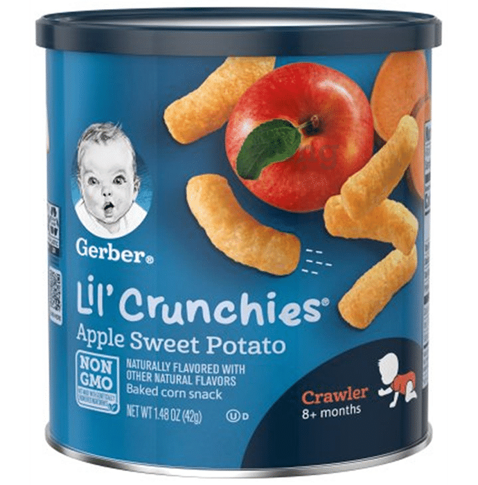 Gerber Lil' Crunchies Baked Corn Snack Crawler 8+ Months Apple Sweet Potato