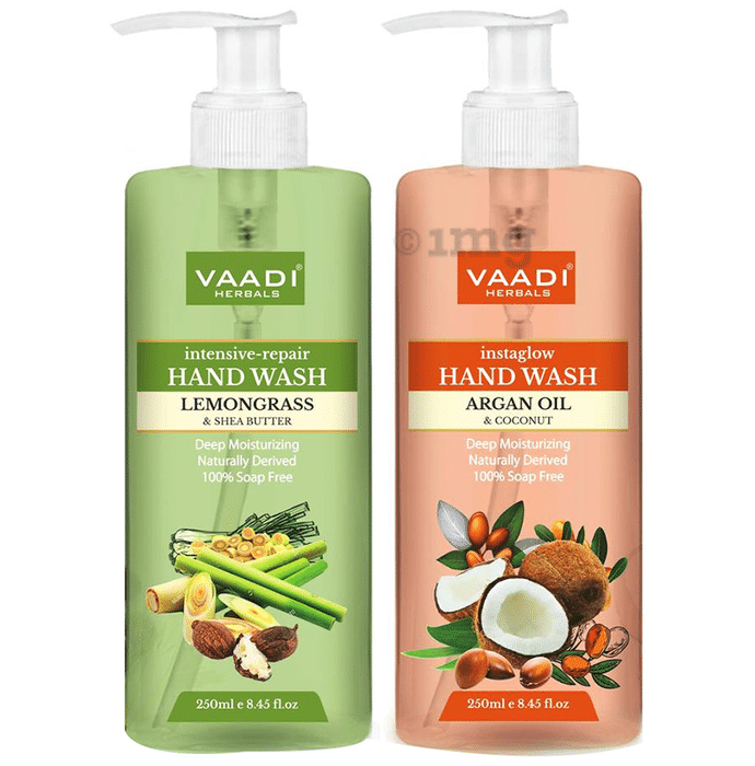 Vaadi Herbals Combo Pack of Lemongrass and Argan Oil Handwash (250ml Each)