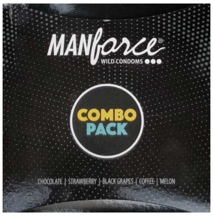 Manforce Wild Condom Combo Pack Chocolate, Strawberry, Black Grapes, Coffee, Melon