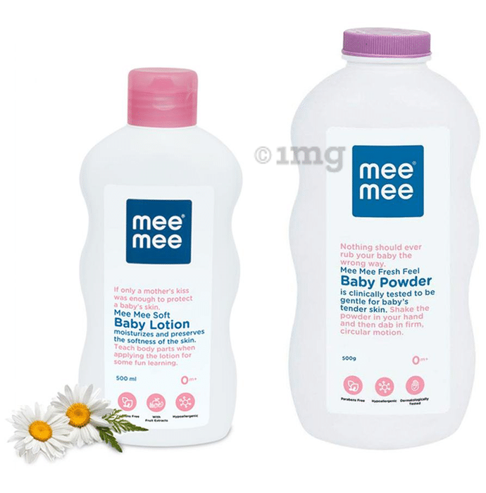 Mee Mee Combo Pack of Baby Lotion 500ml and Baby Powder 500gm with Fruit Extracts