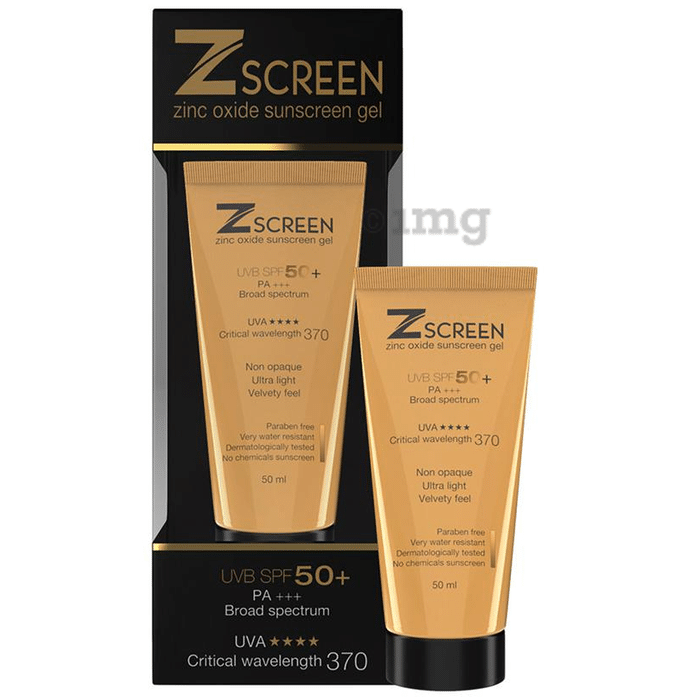 Zscreen Zinc Oxide Sunscreen Gel | UVA/UVB Protection | SPF 50+ PA+++