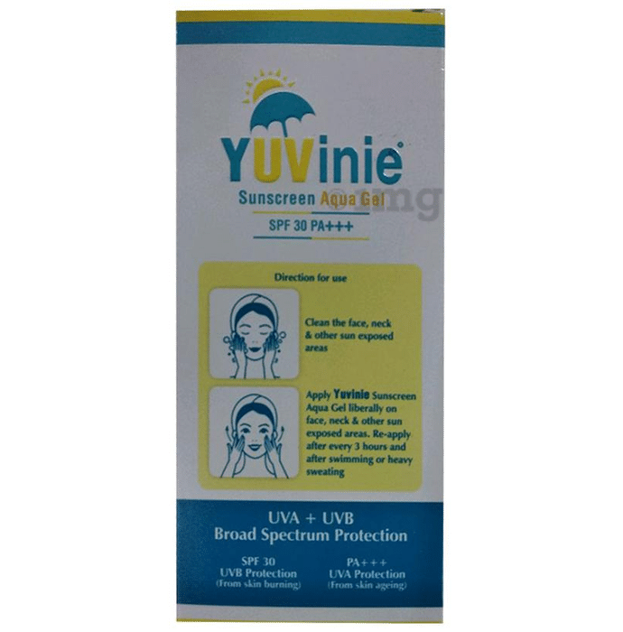Yuvinie Sunscreen Aqua SPF 30 PA+++ Gel | For UVA/UVB Protection | All Skin Types | Paraben-Free