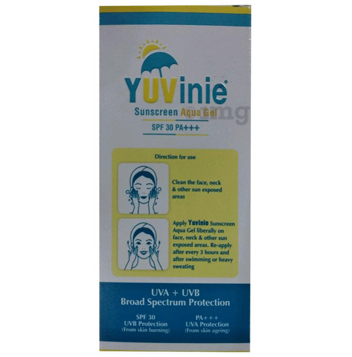 Yuvinie Sunscreen Aqua SPF 30 PA+++ Gel | For UVA/UVB Protection | All Skin Types | Paraben-Free