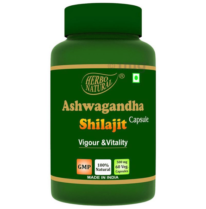 Herbo Natural Ashwagandha Shilajit Extract 500mg Veg Capsule