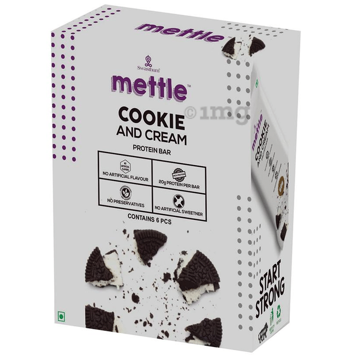 Swasthum Mettle Protein Bar (60gm Each) Cookie and Cream