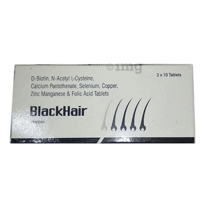 Blackhair Tablet: Buy strip of 10 tablets at best price in India | 1mg